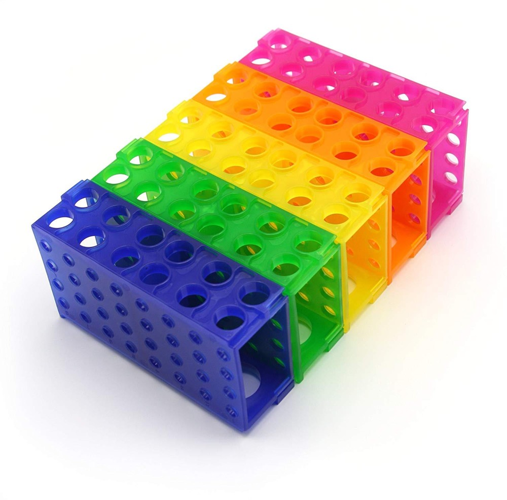 HS29022G 4 Way Tube Rack, Polypropylene, Assorted Colors, Blue, Green, Pink, Yel