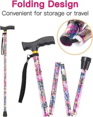Elegant Pink Adjustable Walking Cane for Men & Women – 5 Levels, Compact Design
