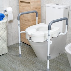 WeHwupe Raised Toilet Seat with Handles for Elderly – Regular, White