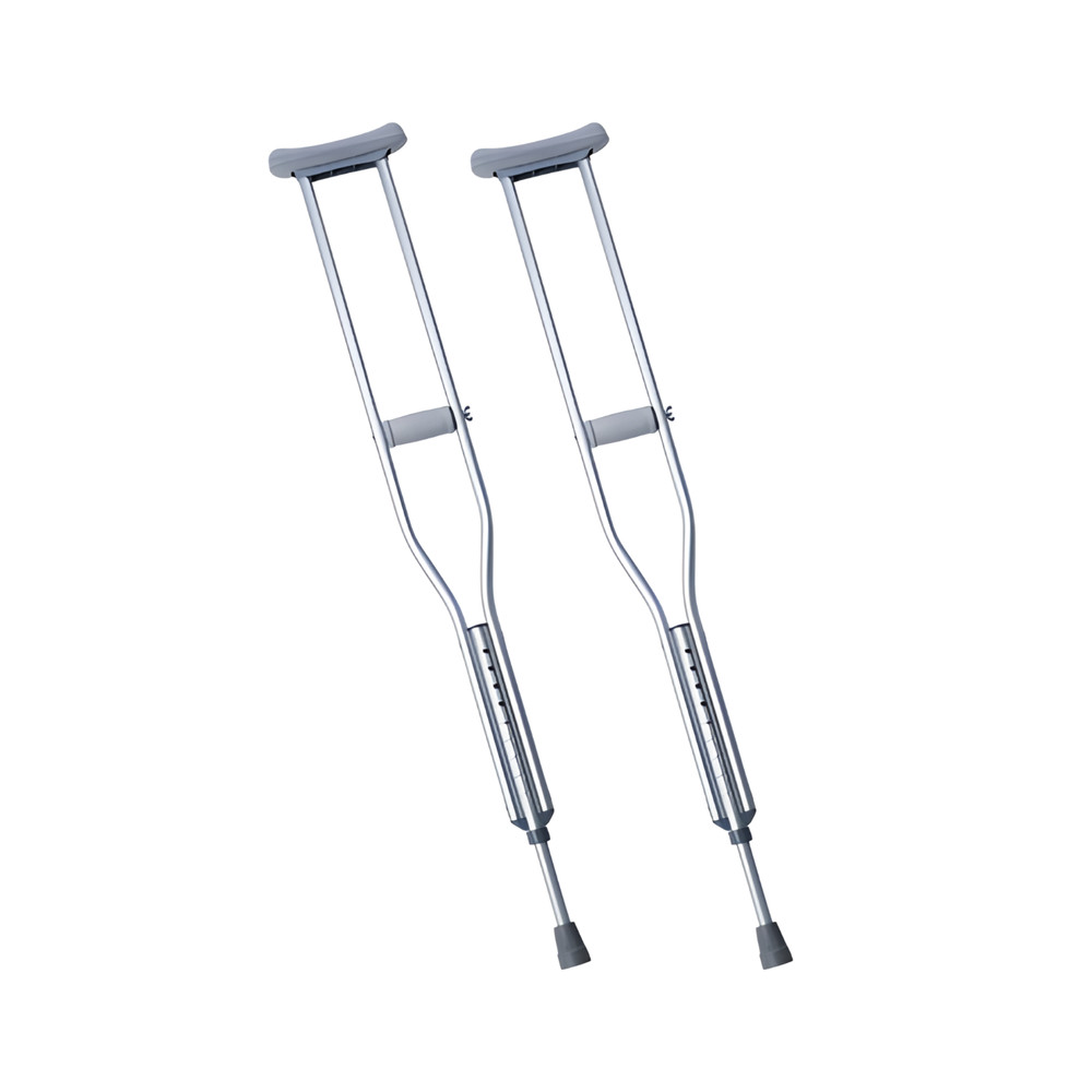 Pair of Adult Aluminum Push-Button Crutches – Adjustable 62-70 inches – 300lbs