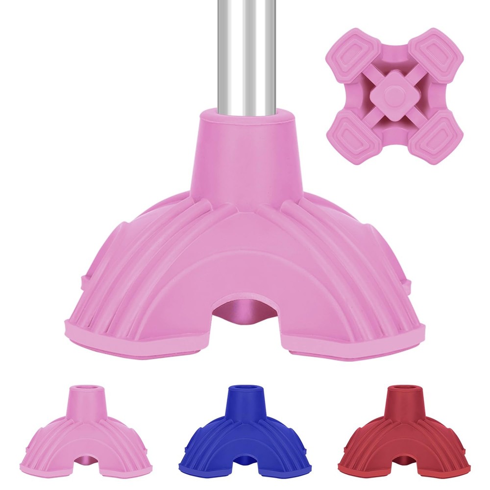 Self Standing Quad Cane Base Replacement 3/4 Inch 19mm Rubber Foot Light Pink