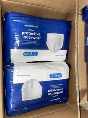 Amazon Basics Unisex Protective Underwear 64 Count Overnight Small/Medium White