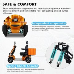 4 Wheels Heavy Duty Mobility Scooter 31 Miles 3-Speed 48V 1000W 500lbs Orange