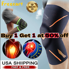 2x Knee Sleeves Copper Silver Compression Brace Support Sport Joint Injury Gel