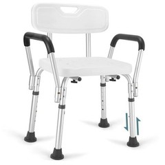 Shower Chair for Elderly and Disabled with Padded Medium Off White/Dark Gray