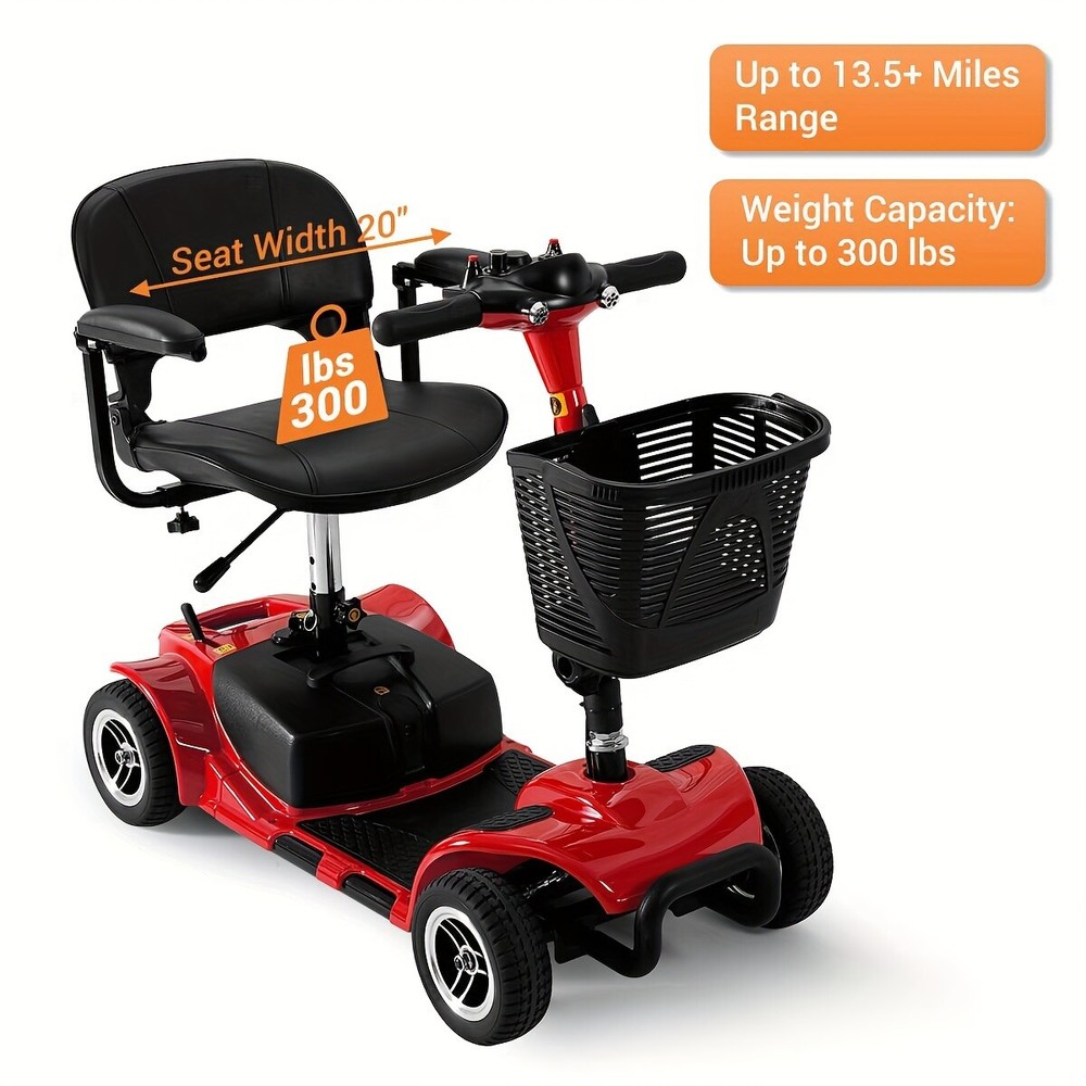 4 Wheels Mobility Scooter Power FoldingTravel Wheelchair Scooter Swivel Seats