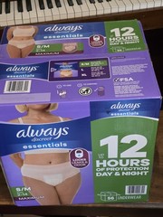 Always Discreet Essentials Women’s Incontinence Pants S/M Maximum 12Hr 56Ct