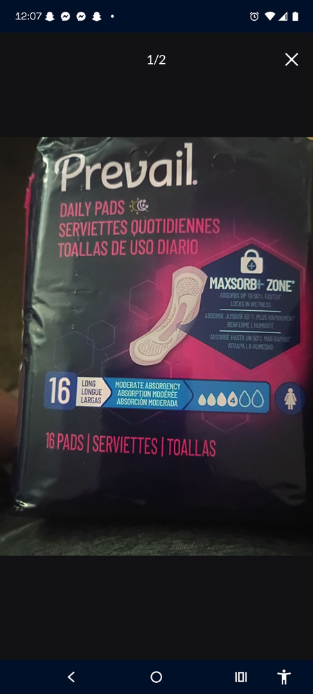 prevail daily long pads 96 total individual unopened packs of 16