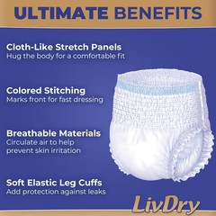 Adult Incontinence Underwear High Absorbency Leak Cuff Protection, SMALL – 18 ct