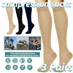 3 Pares Medias Calcetines De Compresion Para Hombres Y Mujeres Best 15-20 Mmhg