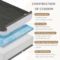 Extra Large Dual-Layer Gel Memory Foam Recliner Cushion, 20x20x5 Inch, Non-Slip,