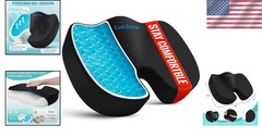 Black Non-Slip Gel Memory Foam Office Chair Cushion for Sciatica Relief – Large