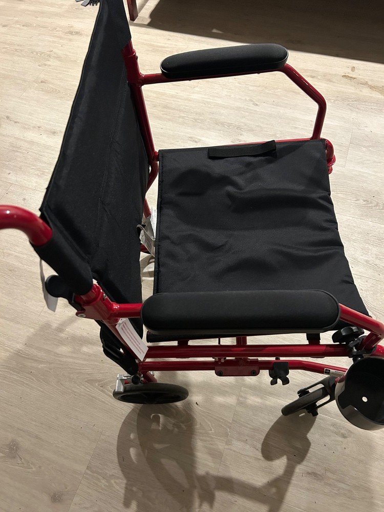 Medline MDS808200F3R 19in. Ultralight Transport Wheelchair – Red