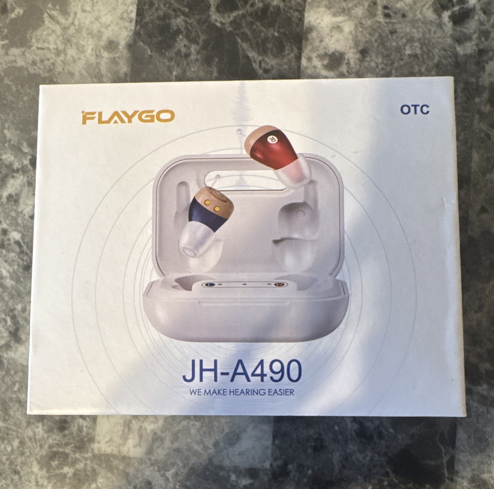 Flaygo JH-A490 OTC ITE Rechargeable Hearing Aids w/ Charging Case Adult