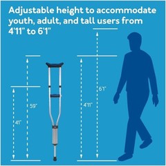 Carex Folding Lightweight Aluminum Crutches Under Arm Grip Padded Cushions OSFM