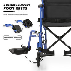 [FDA APPROVED]Foldable Lightweight Transport Wheelchair w/Handbrakes & Seat Belt