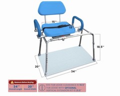 60° Swivel Sliding Shower Chair Transfer Bench Adjustable 330 lb Capacity