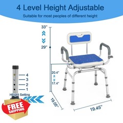 Loyoda Blue Shower Chair Padded Armrests Backrest