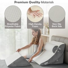 Ganaver 4Pcs Orthopedic Bed Wedge Pillow Set Post Surgery Relaxing Back
