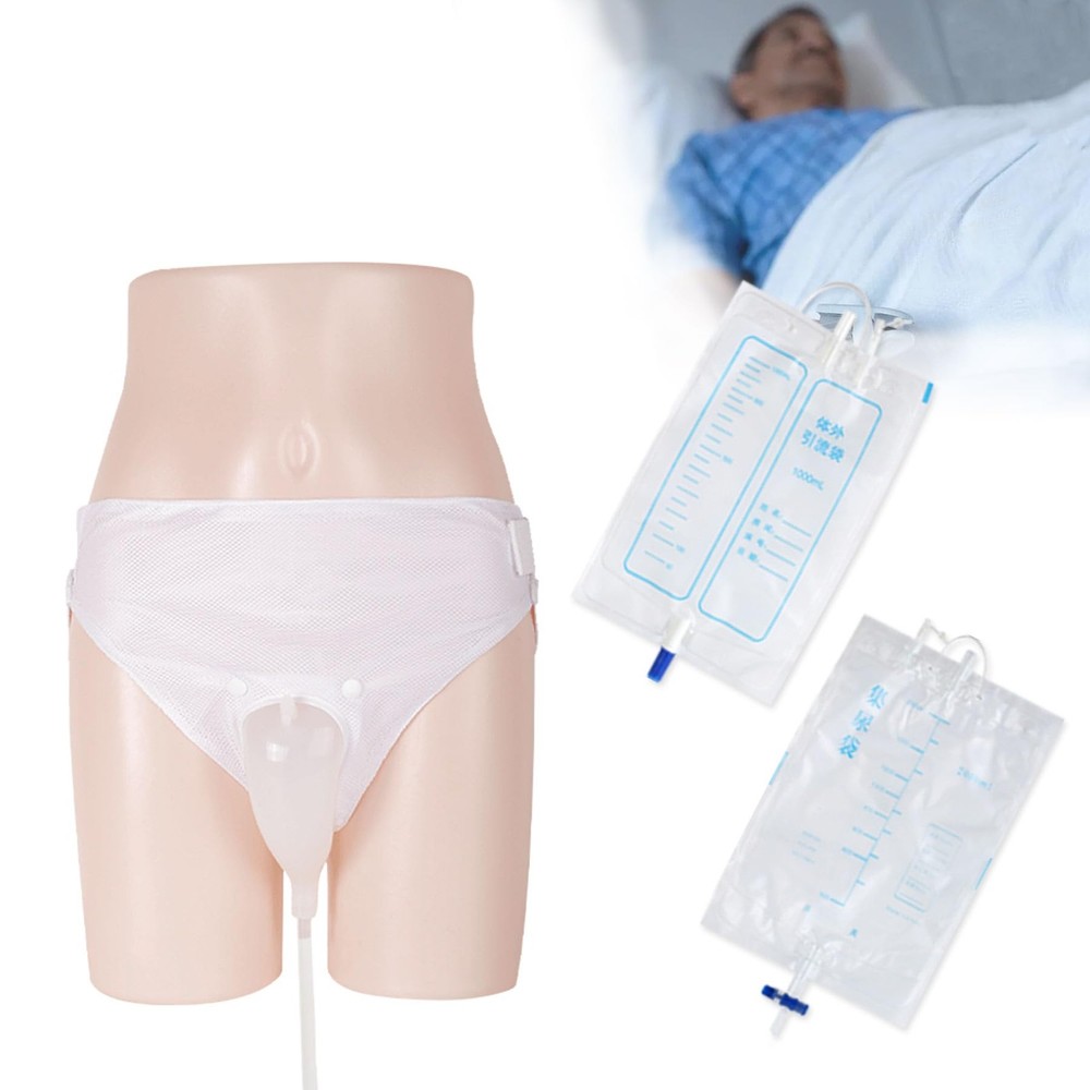 Men’s Wearable Urinal Collector Set, Urine Collection System with Condom Cath…