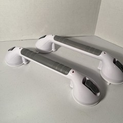 16 in Grab Bars for Bathtubs & Showers 2 Pack Suction Heavy Duty White/Grey