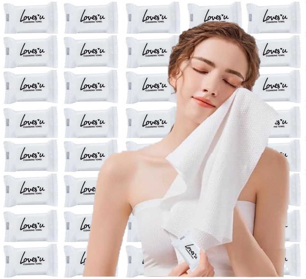 Premium Disposable Washcloths for Travel, 40Pcs Portable Disposable Pure Cotton