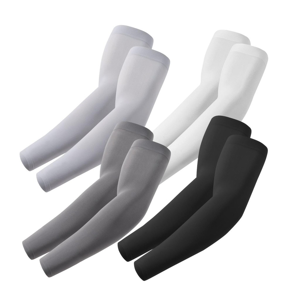 Roxun 4 Pairs Arm Sleeves Cooling Uv Sun Protection Sports Compression For