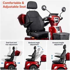 Veloinno 500W 4-Wheel Mobility Scooter for Seniors 12mph Range 37 Miles 500lbs