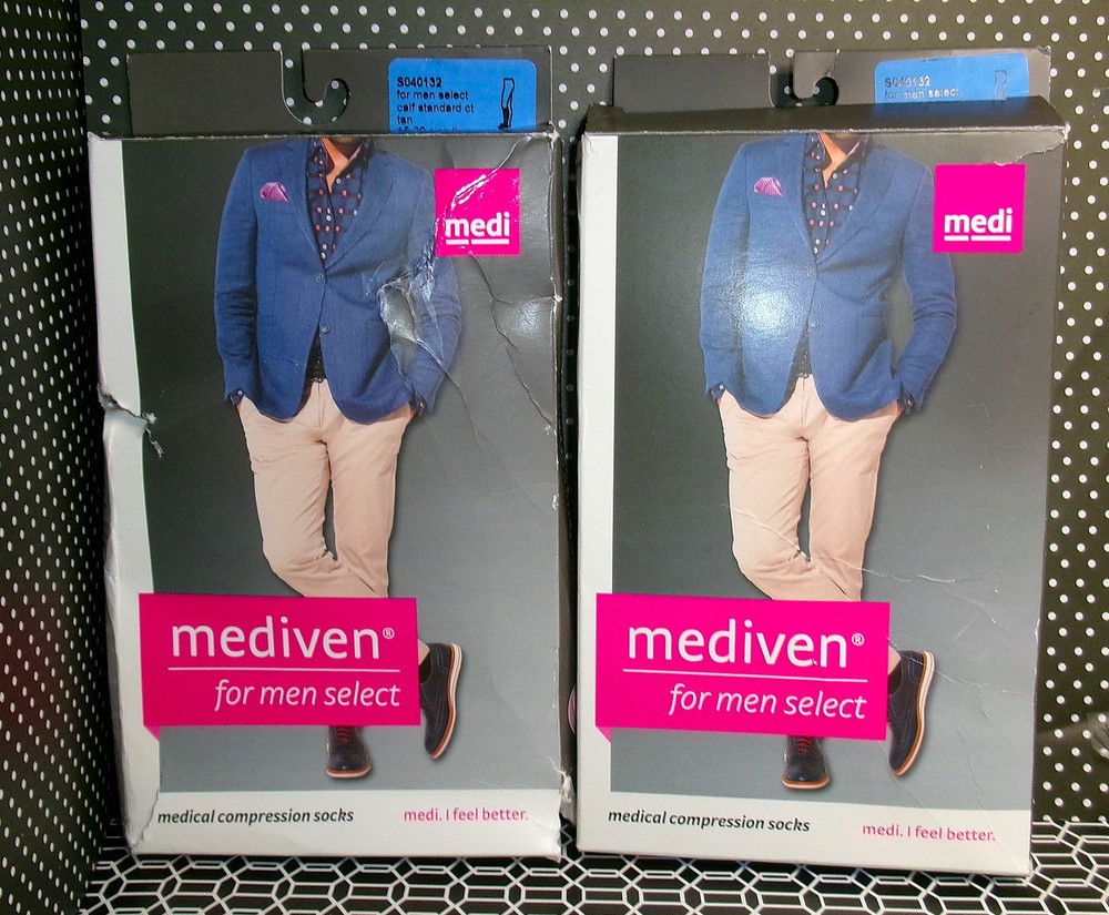 Lot 2 NIB Medi Mediven Men Closed Toe Tan Calf Compression Socks S040132