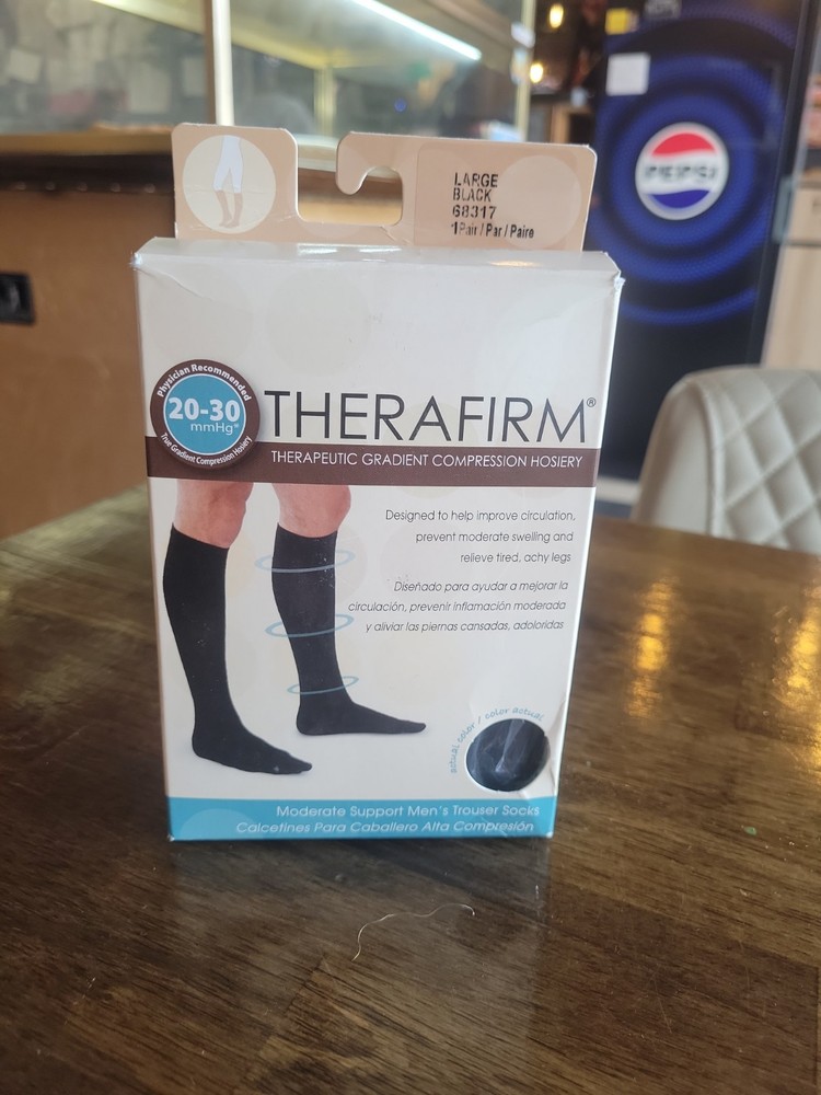 Therafirm Therapeutic Gradient Compression Socks Hosiery Black Size Large D