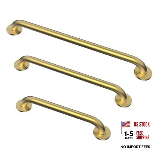 Grab Bar Bundle for ADA Compliance Stainless Steel 1.5″ Diameter 3 Brushed Gold