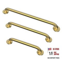 Grab Bar Bundle for ADA Compliance Stainless Steel 1.5″ Diameter 3 Brushed Gold