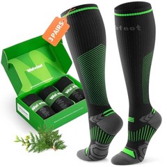 Compression Socks for Women Men 3 Pairs, XX-Large Black Green+woody,3 Pairs