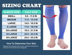 Doc Miller Calf Compression Sleeve 1 Pair 15-20 mmHg Varicose Veins BLUE