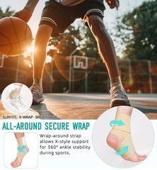 Ankle Support Brace for Men & Women, Adjustable Compression Strap for Sprains,