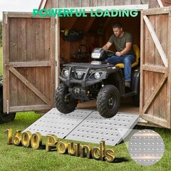 2PCS Heavy Duty 800LB Load Shed Ramp 29″x48″ Non-Slip Plate for Mower/ATV Silver