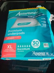 Assurance Premium Underpads XL Maximum Absorbency Open Package, 21 Left
