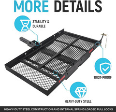 500lbs Wheelchair Hitch Carrier Mobility Electric Scooter Loading Ramp 2″ Hitch