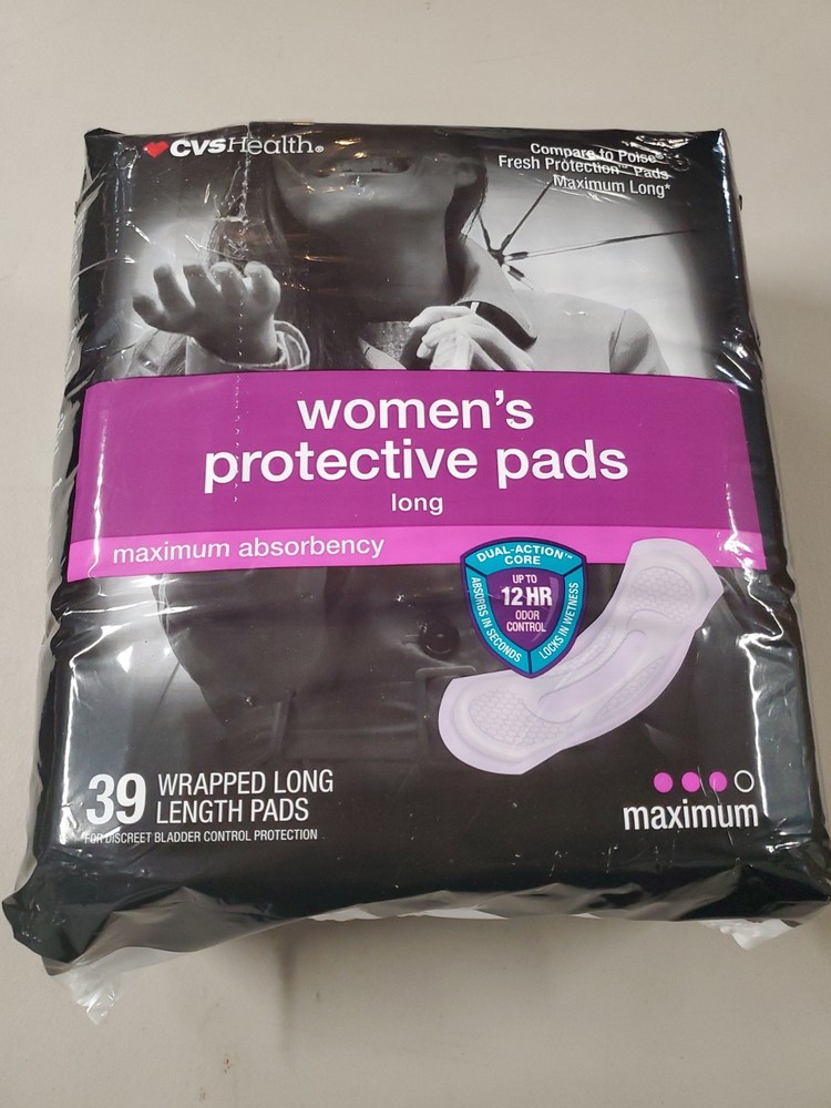 CVS Health Women’s Protective Pads Wrapped Long Maximum Absorbency 39Ct New