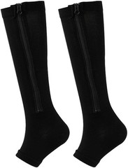 Nylon Zipper Compression Socks Support Graduated Stockings Mens Womens Black