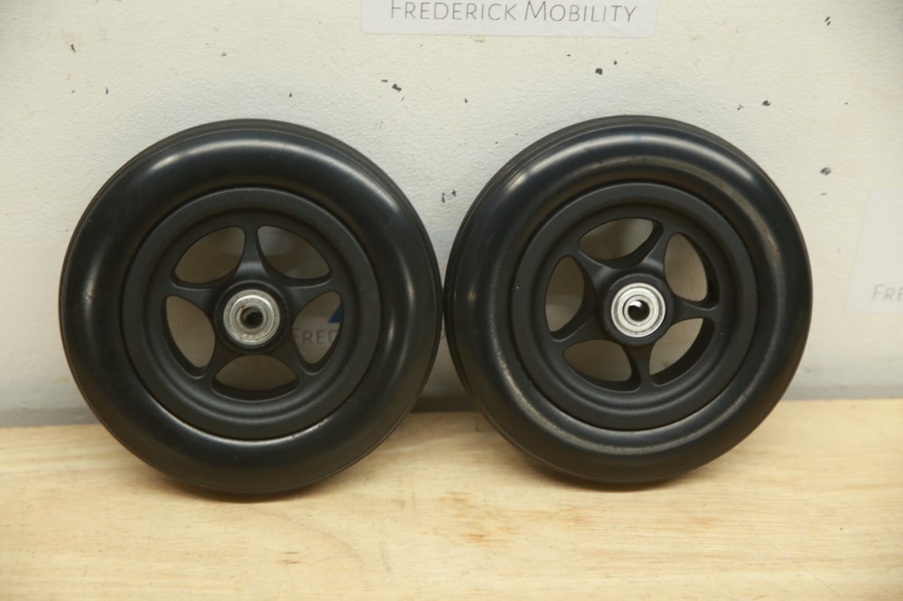 NEW PAIR 6″ x 30mm Soft Roll Caster Wheels Tires for Wheelchairs – 5/16″ Axle