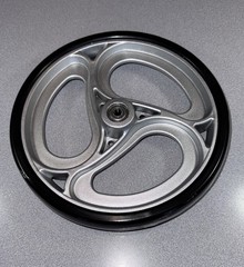 NEW 9” Mobility Caster Wheel – Silver Spoke Poly Tire W/ Bearing Hub -no Hardw