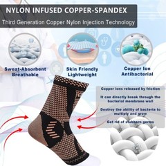 Copper Ankle Brace Support Compression Sleeve Plantar Fasciitis Relief Foot Wrap