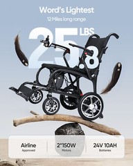 25lbs Lightweight Carbon Fiber Electric Wheelchairs All Terrain Airline Approved