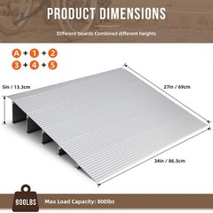 Threshold Ramp 1″/2″/3″/4″/5″ Aluminum Door Ramp Capacity 700 lbs Wheelchair
