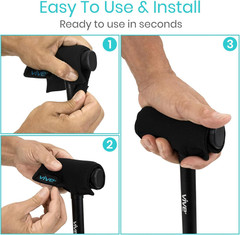 Vive Cane Handle Cover Cushion Grip Foam Pad for Walking Stick Hand Pain Relief