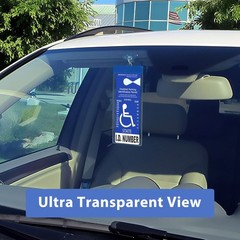 LotFancy Handicap Placard Holder, Ultra Transparent Disabled Pack of 2, clear