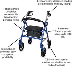 McKesson Rollator Walker with Seat and 4 Wheels, Steel Durable