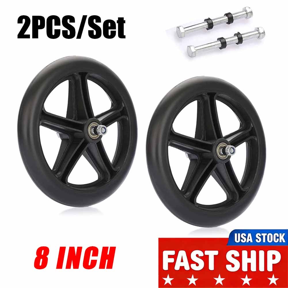 2x Universal 8 Inch Wheelchair Walker Wheel Solid Front Caster with Axles