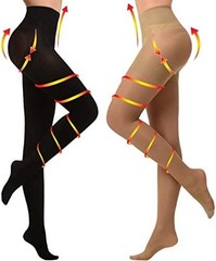KISSLIFE 2 Pairs Compression Pantyhose Women Support Hose 20-30 mmHg Closed T…